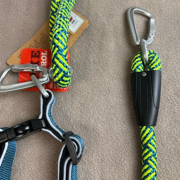 Arcadia Trail Hands Free Rope Dog Leash 4ft Adjustable Waistband Blue Green - Picture 3 of 5